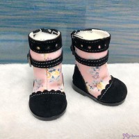SHU048BLK Yo-SD bjd Doll Leeke Monchhichi S Size 5cm Shoes Flower Velvet Boots Black SHU048BLK Yo-SD bjd Doll Leeke Monchhichi S Size 5cm Shoes Flower Velvet Boots Black